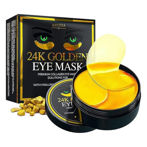 Under Eye Mask for Dark Circles and Puffiness, Eye Bags, Wrinkles, 24k Gold Under Skincare Eye Treatment Patches for Puffy Eyes with Collagen for Women and Men - Under Eye Gel Pads