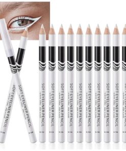 White Eyeliner Pencils, 12PCS Professional Highlighters Eye Liner Pencils Eye Brightener, White Eye Liners Makeup Pencils Waterproof Long-lasting Eyeshadows Beauty Makeup Tools for Women