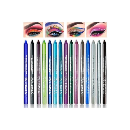 15 Colors Eyeliner Pen Set, Eyeliner Pencil Set, Waterproof Colorful Eyeliner Kit Long Lasting Eyeshadow Pencil Professinal Eye Makeup Set Pearl Eye Liner for Women