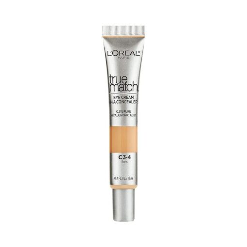 L'Oreal Paris True Match Eye Cream in a Concealer, 0.5 % hyaluronic acid, Light C3-4, 0.4 fl, oz .