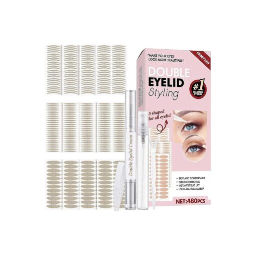 Haokanba Eyelid Tape - 480 Pcs Invisible Eyelid Lift Strips, Waterproof Eye Lift Tape for Droopy Lids, Hooded Eyes, Makeup Friendly and Long-Lasting