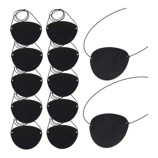 YGDZ Eye Patch, 12pcs Soft Felt Eye Patches for Adults Kids, Adjustable Single Eye Mask for Lazy Eye, Black