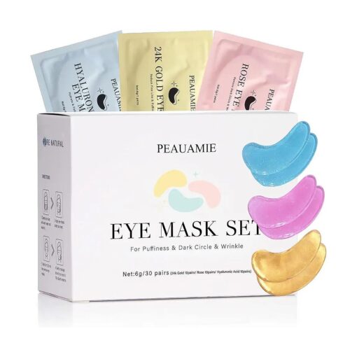 Under Eye Patches ( 30 Pairs ) Gold Eye Mask and Hyaluronic Acid Eye Patches for puffy eyes, Rose Eye Masks for Dark Circles and Puffiness under eye skin care products