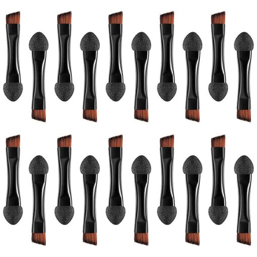 Lurrose Double Sided Eye Shadow Sponge Applicator Eye Brow Make Up Brush Portable Makeup Tool 20pcs ( Black )