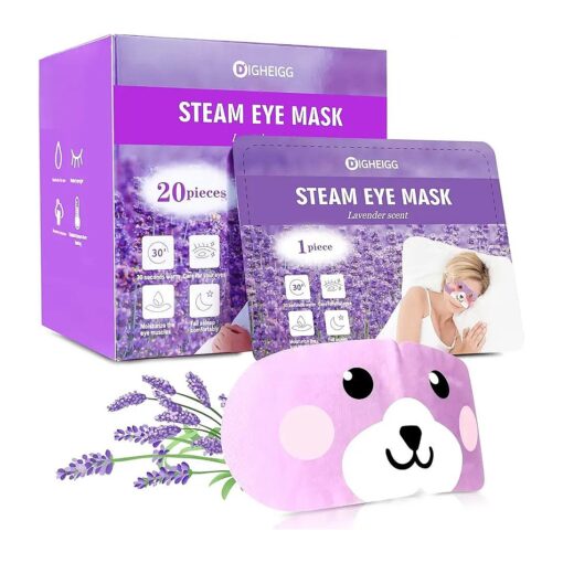 Steam Eye Mask for Dark Circles and Puffiness 20 Pcs, Lavender Disposable Eye Warm Compress for Dry Eyes, Soothing Headache Migraine, Stye Treatment, Relief Stress Eye Fatigue