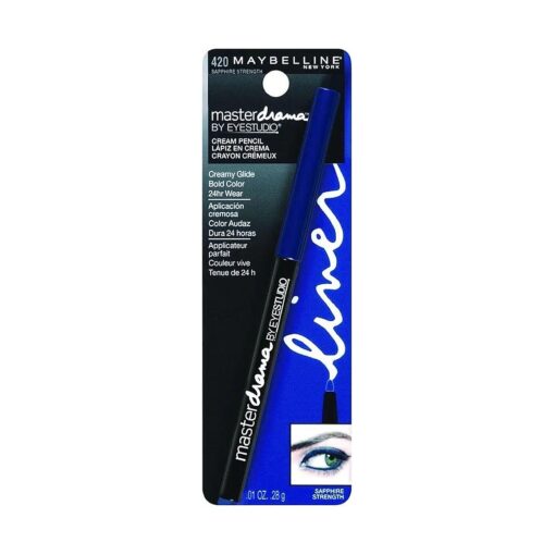 Maybelline New York Eye Studio Master Drama Cream Pencil Liner, Sapphire Strength 420, 0.01 Ounce