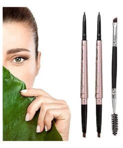 2 Pack of Eyebrow Pencil, Waterproof Eyebrow Makeup with Dual Ends, Professional Brow Kit with Eyebrow Brush, Light Brown