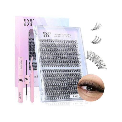 Lash Extension Kit 280Pcs Lash Clusters Kit Mixed 8-16mm Eyelashes Extension Kit with Bottom Lashes Lash Clusters Kit Natural with Bond and Seal and Applicator Cluster Lash Kit ( I Slay-30D 40D Kit )