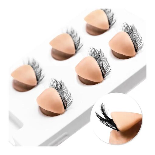 3 Pairs 2 Layers Eyelash Practice Eyelids for Mannequin Head, Removable Realistic Eyelash Extension Eyelids with Eyelashes, Silicone Rubber Replacement Eyelids for Eyelash Training