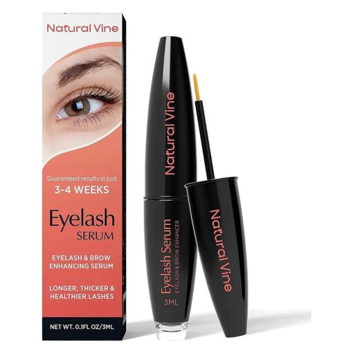 Eyelash and Brow Growth Serum, Irritation Free Formula, Guaranteed Results in 3-4 Weeks for Longer, Thicker, and Fuller Eyelashes