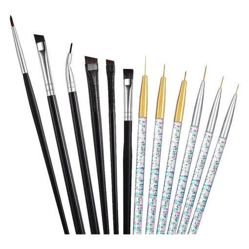 12 Pieces Eyeliner Brushes Set, Slanted Makeup Gel Eyeliner Brush Line Fine Bent Eyeliner Brush Pointed Round Makeup Brush Angled Eyeliner Makeup Tool for Girls Women Cosmetic Applicators