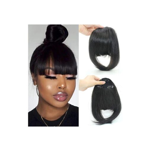 Clip in Bangs Fringe Real Human Hair Bang Clip in Hair Extensions Clip on Bangs with Temples