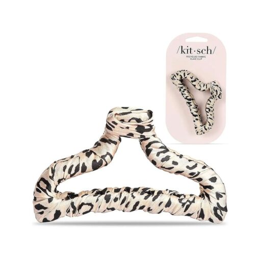 Kitsch Fabric-Wrapped Claw Clip - Medium Open Shape Hair Clips for Women | Medium Hair Claw Clips & Jaw Clips| Claw Clips for Thick Hair | Claw Hair Clips for Girls ( 1pc, Leopard )