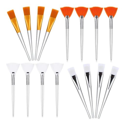 16 Pieces Face Mask Fan Brush Applicator Set Includes Soft Facial Fan Brush Esthetician Face Mask Brush Cosmetic Makeup Tools for Eyelash Extension Mud Clay Mask Cream ( 6 Inches long, Simple )