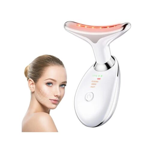 Neck Face Massager, Facial Massage Device with Thermal, 3-in-1 Modes for Skin Rejuvenation, Face Sculpting Tool for Double Chin ( White )