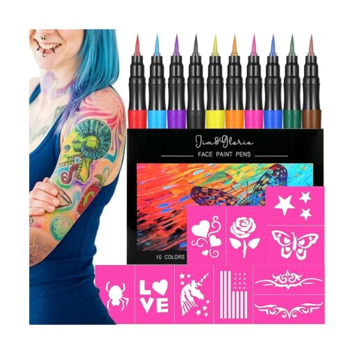 Jim & Gloria Temporary Tattoo Markers For Skin Fake Tattoo Pens Washable Face Paint Body Painting Art Gifts for Girls Boys Adults Teen Trendy Stuff, Trending Gifts For Tweens Teenage or Kids