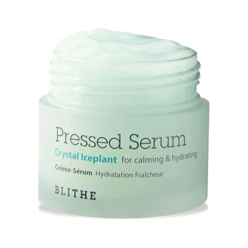 BLITHE Pressed Serum Crystal Iceplant Face Moisturizing Serum - Kbeauty Best Skin Cream for Dry Skin, Korean Serum for Combination Skin & Redness Relief, Face Moisturizer for Dry Skin Cream 0.74 Fl Oz