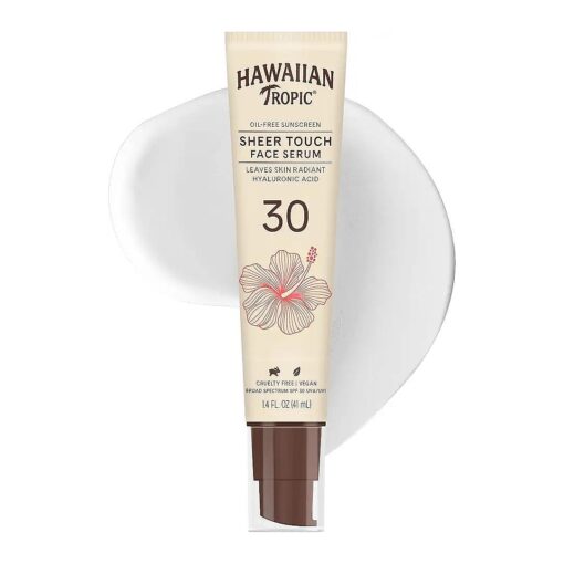 Hawaiian Tropic Sheer Touch Face Serum SPF 30, 1.4oz | Hyaluronic Acid Hydrating Serum For Women and Men | Travel Sunscreen