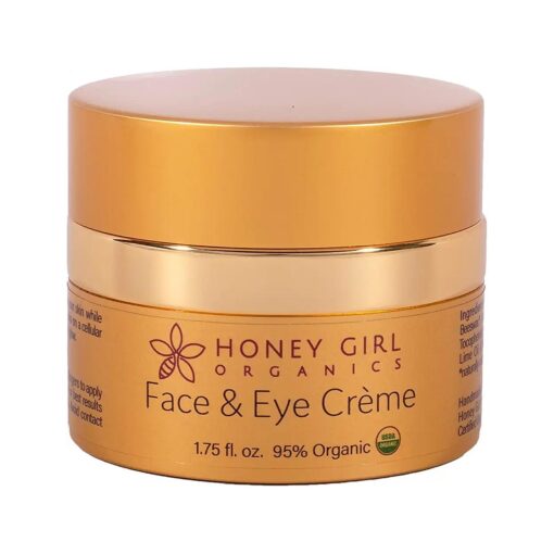 Honey Girl Organics Face & Eye Creme, USDA Certified Organic Facial Moisturizer & Under Eye Cream for Wrinkles, Dark Circles and Puffiness w/Hydrating Honey, Beeswax, Essential Oils & EVOO, 1.75oz