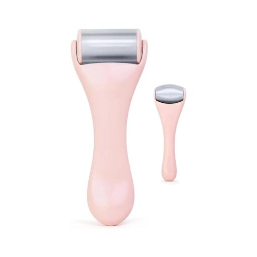 Ice Roller for Face and Eye 2 Pcs, Face Roller Skin Care for Puffiness, Migraine, Pain Relief, Eye Roller For Puffy Eyes Dark Circles, Stainless Steel Facial Roller ( Pink )