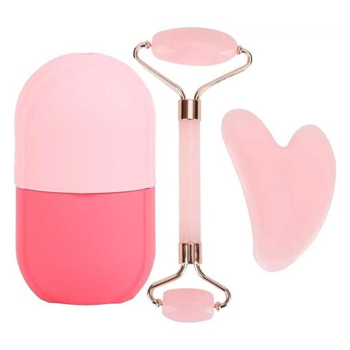 Facial Skincare Ice Roller Mold-Ice Roller for Face and Eye, Beauty Cube Brighten Skin & Enhance Natural Glow & Remove Fine Lines, Facial Beauty Ice Roller Skin Care Tools ( Oval, pink set )