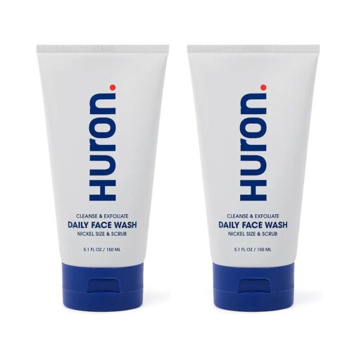 Huron Men 's Face Wash - Daily Deep Facial Cleanser & Mild Exfoliator - Cleans, Conditions, & Hydrates Skin - Subtle Energizing Scent - Vegan, Sulfate-Free - 5.1 Oz ( 2 Pack )