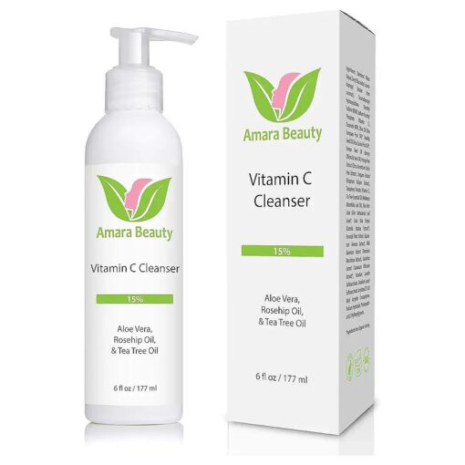 Amara Beauty Facial Cleanser with 15 % Vitamin C, Aloe Vera, Rosehip Oil & Tea Tree Oil, 6 fl, oz .