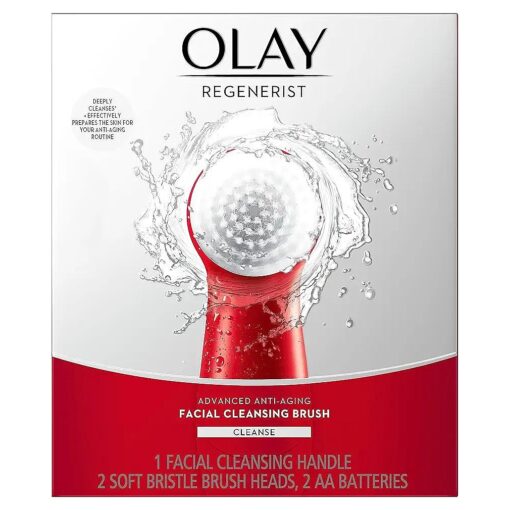 Olay Facial Cleansing Brush Regenerist, Face Exfoliator with 2 Brush Heads