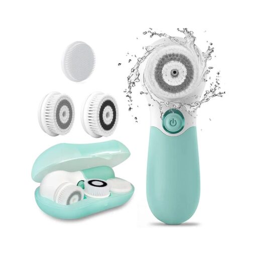 Facial Cleansing Brush Electric Facial Exfoliating Massage Brush with 3 Cleanser Heads and 2 Speeds Adjustable for Deep Cleaning, Removing Blackhead, Face Massaging