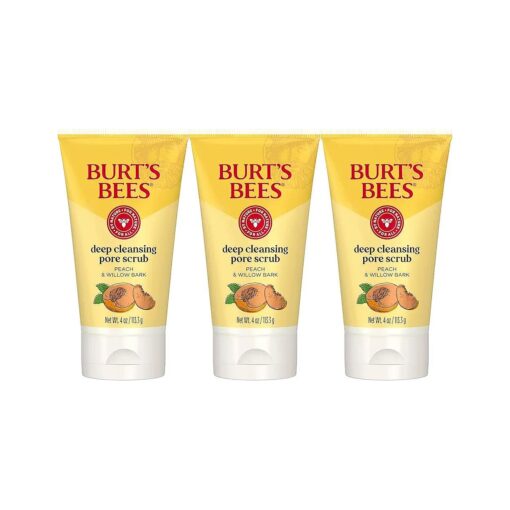 Burt 's Bees Deep Cleansing Pore Scrub with Peach and Willow Bark, 4 Ounces, Pack of 3