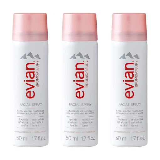 Evian Facial Spray, Travel Trio, 1.7 Fl Oz ( Pack of 3 ) ( Packaging may vary )