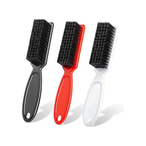 Barber Brush 3 Pieces - Nylon Bristles Fade Brush - Clipper Brush Cleaner - Barber Brushes for Fades, Clippers Blades Combs Cleaning, Hair Styling, Barbers Supplies