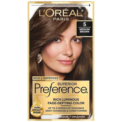 Superior Preference Fade-Defying + Shine Permanent Hair Color, 5 Medium Brown, Pack of 1, Hair Dye