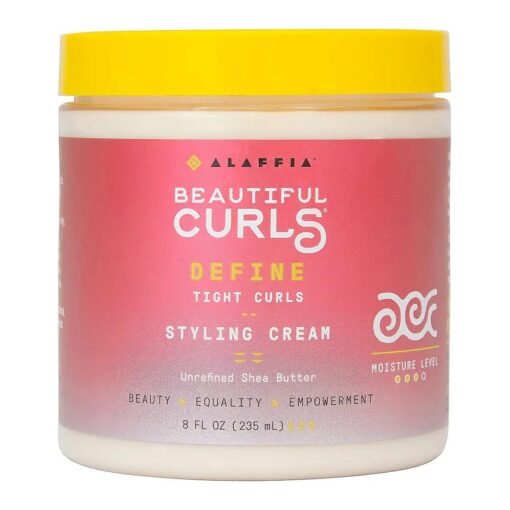 Alaffia Hair Care, Beautiful Curls Styling Cream for Tight Curls, Thick & Curly Hair Products, Nourishing Shea Butter Curl Cream for Curly Hair, 8 Oz