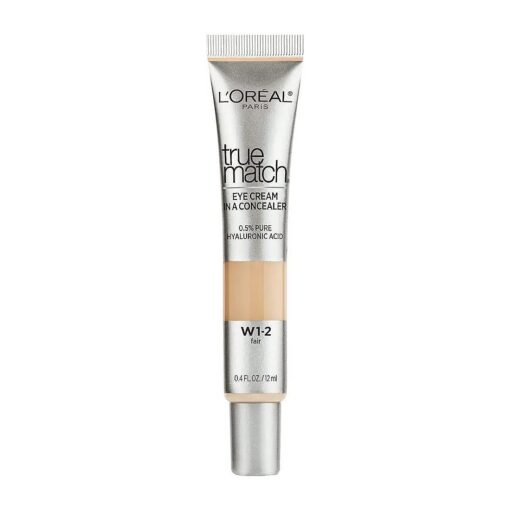 L'Oreal Paris Cosmetics True Match Eye Cream in a Concealer, 0.5 % hyaluronic acid, Fair W1-2, 0.4 fl, oz .