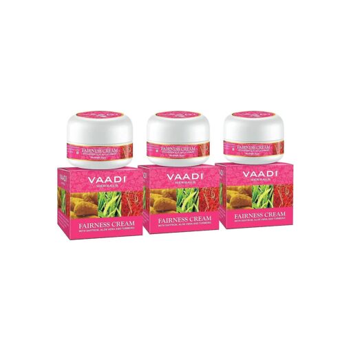 Vaadi Herbals Fairness Cream, Saffron Aloe Vera and Turmeric Extracts, 30g x 3