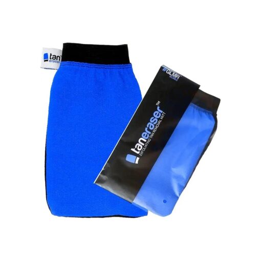 Tan Eraser Exfoliating Fake Tan Remover Mitt/Glove - Blue & Black | Easily Removes Spray Or Self Tanning Products