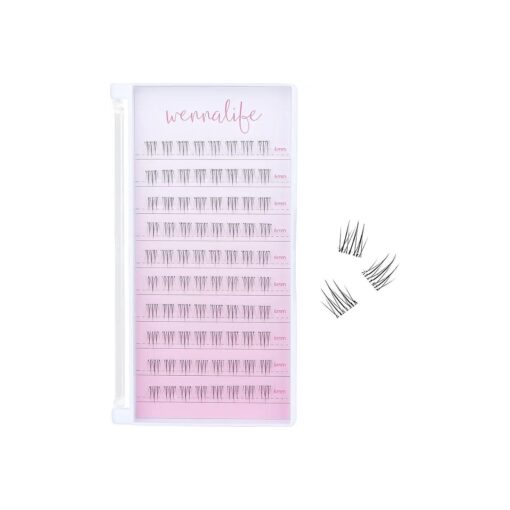 WENNALIFE Bottom Lashes Self Adhesive Lash Clusters, Clear Band Natural Individual Bottom Lash Extensions DIY Glueless Eyelashes Clusters Cat Eye Lashes Pestaas Postizas Naturales 6mm 80pcs # Fire