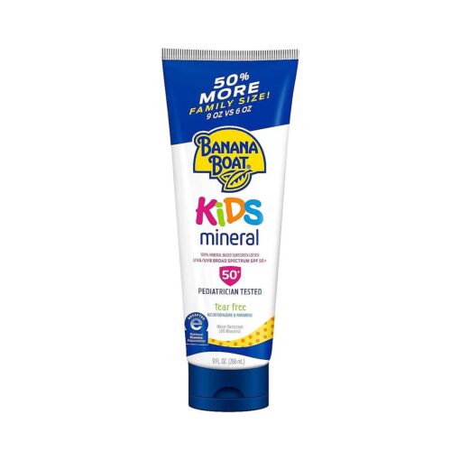 Kids 100 % Mineral Sunscreen Lotion SPF 50, 9oz | Sunscreen for Kids, Childrens Sunscreen, Kids Sunblock, Oxybenzone Free Sunscreen, Family Size Sunscreen SPF 50, 9oz