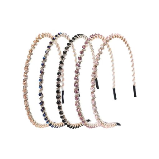 Ruihfas Fashion 5Pcs Bling Rhinestone Hair Hoop Band Crystal Beaded Headband for Women