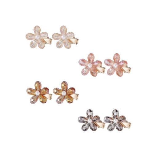 Crystal Hair Clips Small Pearl Hairpins Textention Fashion Hair Barrettes Decorative Bling Hair Accessories for Girls Women Ladies