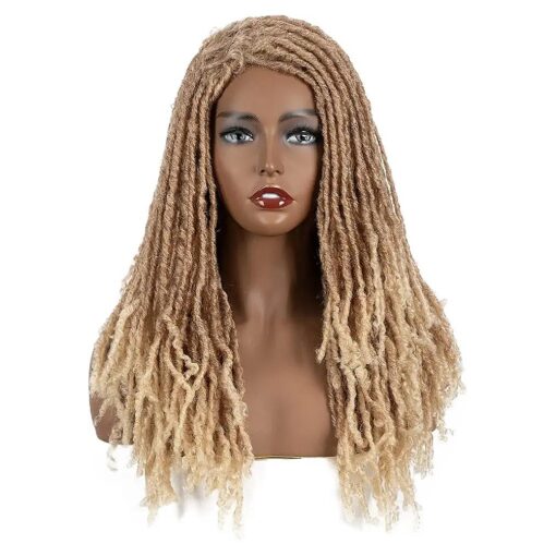 FASHION IDOL Synthetic Dreadlock Wigs 21 Inches Ombre Blonde Faux Locs Wig Curly Rolls Twist Wig Wigs for Black Women