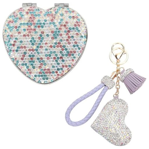 Fawziya Keychain Heart Bling Rhinestone Novelty Tassel Weave Wristlet Bag Charm For Women