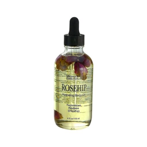 Measurable Difference Rose Hip Hydrating Oil for Face & Body, 4 oz - Absorbs Quickly to Nourish Skin and Revitalize Your Body