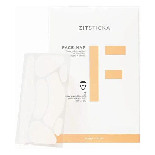 ZitSticka Hydrocolloid Surface Area Pimple Patches for Face - 2 Pack FACE MAP for Large Zit T-Zone Coverage - Absorbs Oil, Unclogs Pores, & Targets Clusters - Zit Patch and Sticker