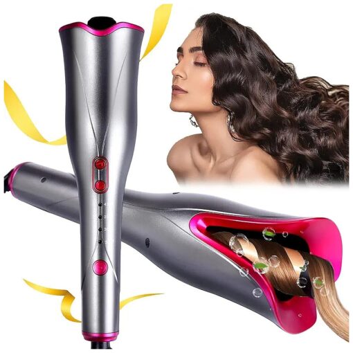 Automatic Hair Curler Curling Iron - 4 Temps & 3 Timer Settings, Curling Iron with Dual Voltage,1" Large Rotating Barrel, Auto Shut-Off Fast Heating Spin Iron for Women with Long Hair ( Purple )