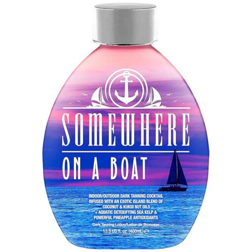 Somewhere On A Boat Tanning Lotion for Indoor Tanning Beds/Outdoor Sun Tan Dark Tanning Bed Lotion w/Coconut Oil, Pineapple & Shea Butter 13.5oz - White Lotion, NO Bronzer