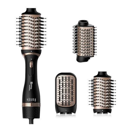 Nicebay Hair Dryer Brush, Blow Dryer Brush in One for Drying/Straightening/Curling/Voluming, Oval Hot Air Brush, One-Step Blowout Brush Hair Dryer with 3 Attachments, Multi-Temperature Setting