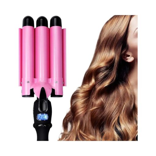 Curling Iron 3 Barrel 1 Inch Waver Iron Wand Fast Heating with LCD Temperature Display 176degF to 410degF - for All Types of Hair