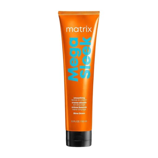 Matrix Mega Sleek Blow Down Smoothing Leave-In Cream | With Shea Butter | For Frizzy Hair | Heat Protectant | Smooths Hair | Salon Styling Cream | Packaging May Vary | 5.1 Fl, Oz .